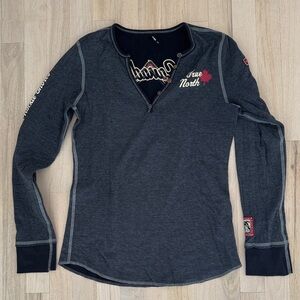 AlpnRock Canada Embroidered Long Sleeve Henley Top, grey, size 3